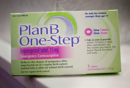 A Plan B One-Step emergency contraceptive box is seen in New York April 5, 2013. A federal judge on Friday ordered the U.S. Food and Drug Administration to make "morning-after" emergency contraception pills available without a prescription to all girls of reproductive age.