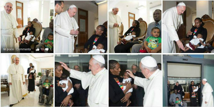 Meriam Ibrahim, the Christian woman who was sentenced to death in Sudan for allegedly abandoning Islam, met with Pope Francis at the Vatican after arriving in Rome, Italy, on Thursday, July 24, 2014.