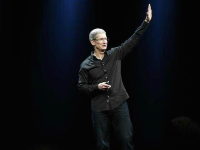 Apple CEO Tim Cook speaks on stage during an Apple event in San Francisco