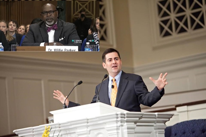President of the Southern Baptist Ethics & Religious Liberty Commission, Russell Moore. Inset: Dr. Willie Parker.