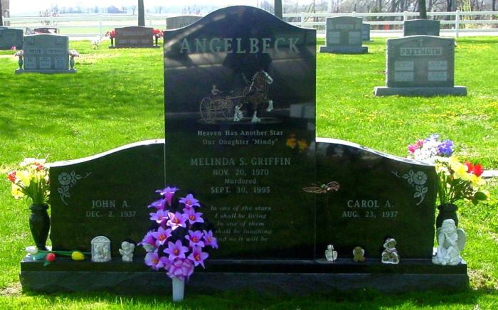 The headstone for Melinda 'Mindy' Griffin.