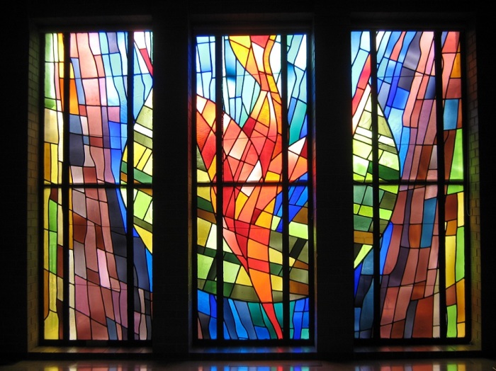 Stain glass windows located at Hope Presbyterian Church of Minneapolis, Minnesota.