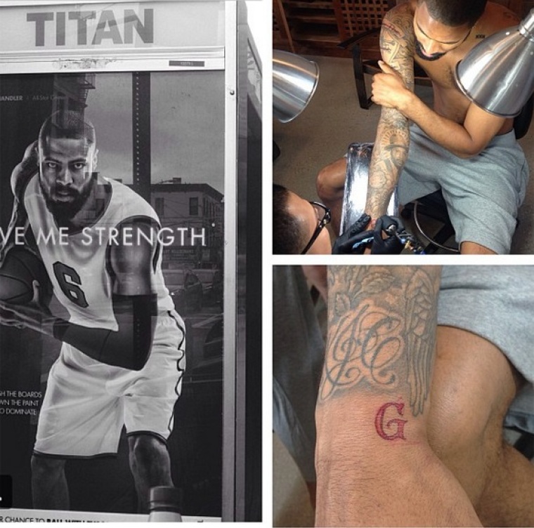 Chad Veach posted a collage on Instagram of NBA Tyson Chandler, who tattooed the letter 'G' on his arm in honor of Georgia.