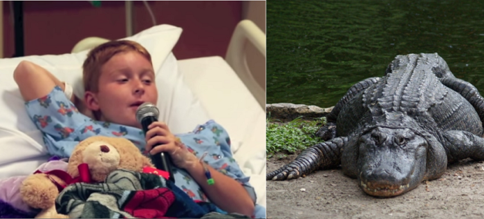 James Barney, Jr., 9 and an alligator.