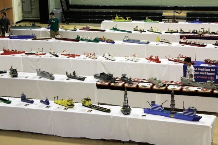 Wilbert McKinley Jr. showcases over 100 Lego ships August 8,2014 at the TEACH FLEET Show and STEM Expo