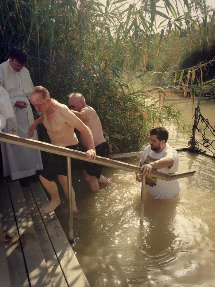 Grace Johnston and family are baptized in the Jordan River.