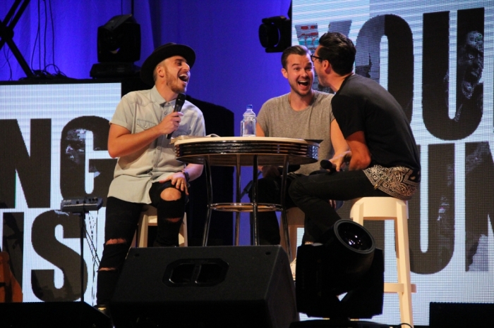 Pastor Chris Durso of Christ Tabernacle Church in NYC, Rich Wilkerson Jr. of Trinity Church in Fl, and Chad Veach of City Church in Seattle, WA preaching during the 'Young Guns' segment at 'Misfit the Conference' 2014.