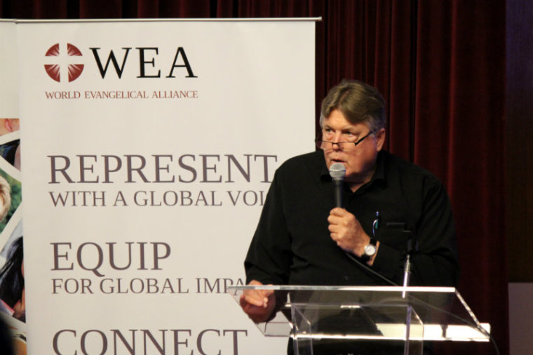 The Rev. Charles Kopp, Chairman of the Evangelical Alliance of Israel, makes remarks at 'A Call to Prayer for the Middle East' event on Aug. 15, 2014. The event was hosted by the World Evangelical Alliance at the Salvation Army International Social Justice Commission in New York City.
