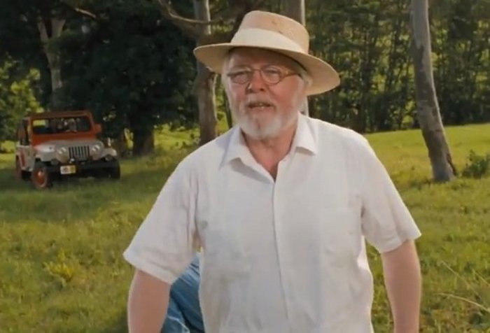 Richard Attenborough is shown in this screen shot from hit movie Jurassic Park.