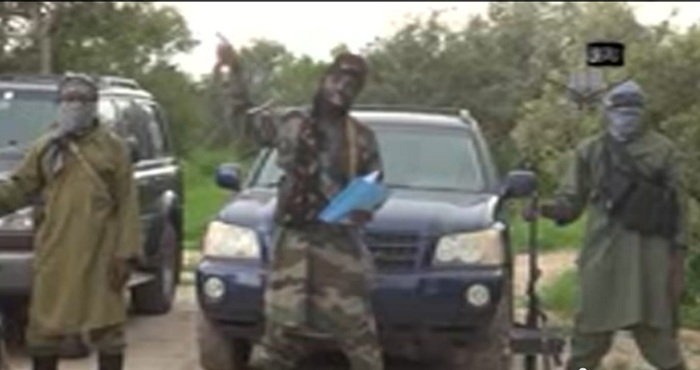 Boko Haram leader Abubakar Shekau delivering a speech at an undisclosed location in a video obtained by AFP on Aug. 24, 2014.