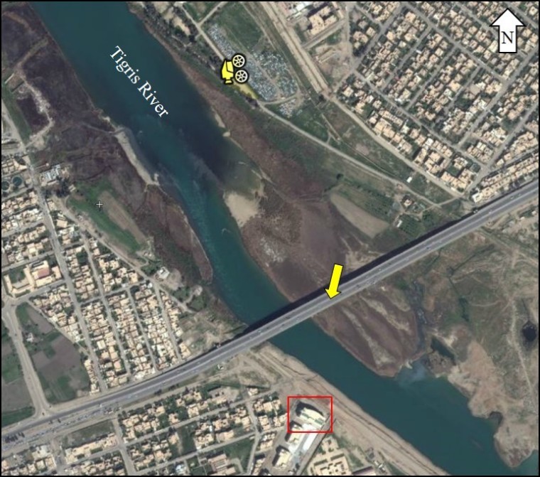 This is the spot along the Tigris River where Bellingcat claims the ISIS 'graduation picture' was taken.