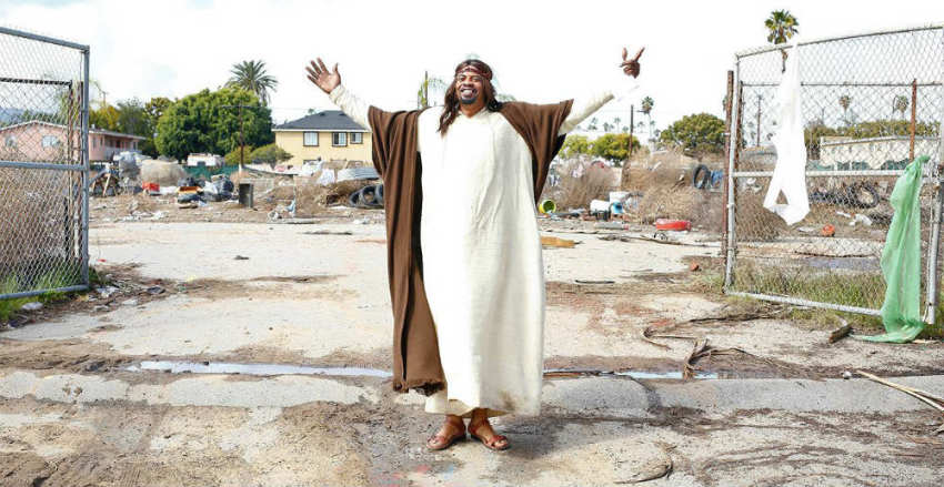 Gerald "Slink" Johnson plays Jesus in the Adult Swim live-action comedy series "Black Jesus." Here, he stands in a soon-to-be community garden.
