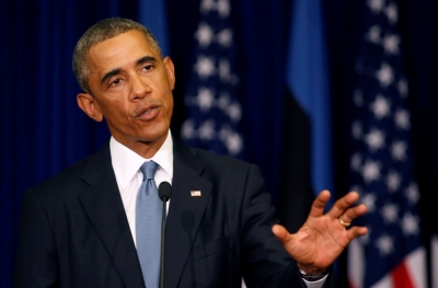 U.S. President Barack Obama talks during a press conference at the Bank of Estonia in Tallinn, Estonia, Sept. 3, 2014. The United States plans to fight Islamic State until it is no longer a force in the Middle East and will seek justice for the killing of American journalist Steven Sotloff, President Barack Obama said on Wednesday.