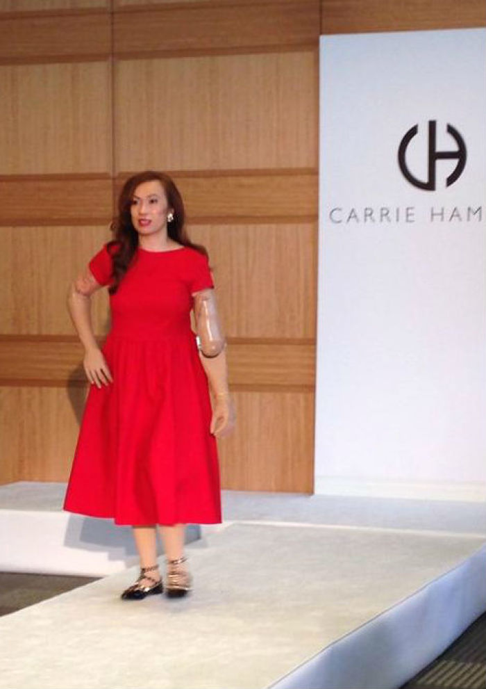 Karen Crespo walks the runway at Carrie Hammer's SS15 show on 09.05.14 in NYC