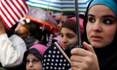 American Muslims at an anti-Islamophobia rally in New York.
