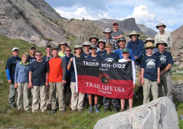 TLUSA Troop MN-0102 from Rochester, Minnesota during their trip to the top of Cloud Peak in the Big Horn Mountains of Wyoming in August.