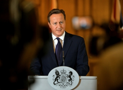 Britain's Prime Minister David Cameron makes a statement to the media following the killing of Scottish aid worker David Haines, at Number 10 Downing Street in London, Sept. 14, 2014. Cameron chaired a meeting of the government's emergency response committee on Sunday under growing pressure to sanction air strikes after an Islamic State video showed the beheading of a British hostage.