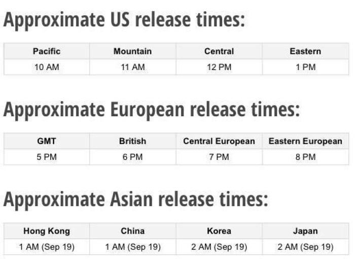 Estimated times of the release for iOS 8 worldwide set for Sept. 17