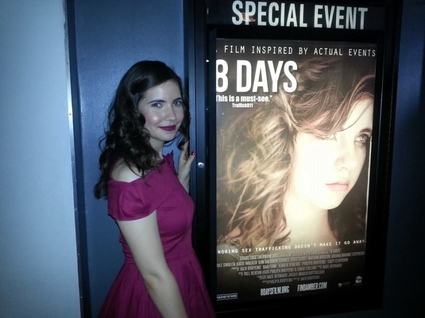 Actress Nicole Smolen poses at the "8 Days" film premiere