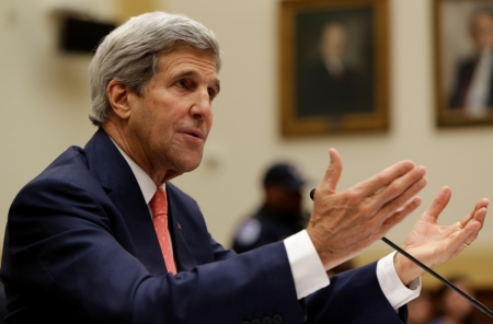 U.S. Secretary of State John Kerry testifies before a House Foreign Affairs Committee hearing on 