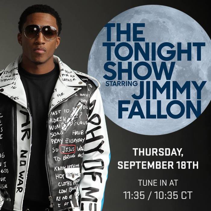 Lecrae will appear on The Tonight Show Starring Jimmy Fallon on Thursday Sept. 18, 2014.