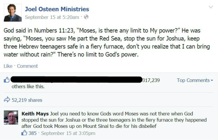 Joel Osteen Ministry Facebook page.