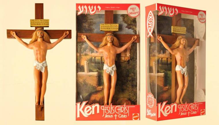 Marianela Perelli and Pool Paolini recreated Ken Doll to resemble Jesus Christ on the cross.