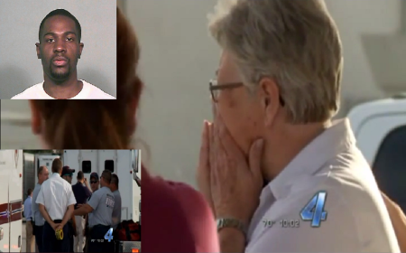 Beheading suspect, Alton Alexander Nolen, 30, (top left inset) and the scene of the crime in Oklahoma.