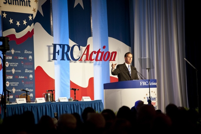 Rick Santorum, former United States Senator from Pennsylvania, speaking at the Values Voters Summit at the Omni Shoreham Hotel in Washington, DC on Friday, September 26, 2014.