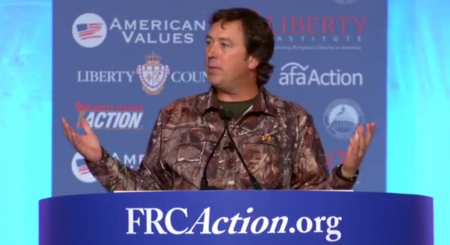 Alan Robertson, a pastor and star of the A&E reality hit TV series "Duck Dynasty" speaks at the Values Voter Summit held at the Omni Shoreham Hotel in Washington, September 26, 2014.