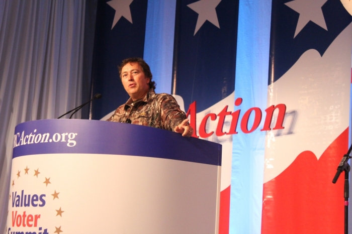 Alan Robertson of 'Duck Dynasty' speaking at the Values Voter Summit in Washington, D.C., September 26, 2014.