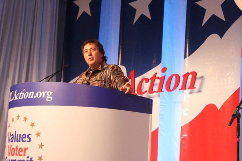 Alan Robertson of "Duck Dynasty" speaking at the Values Voter Summit in Washington, D.C., September 26, 2014.