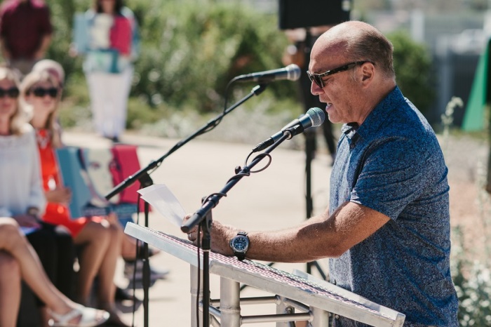 Pastor Greg Laurie of Harvest Church speaks during a noon-time prayer vigil in Newport Beach, California, marking the two-year anniversary since pastor Saeed Abedini was arrested and still being held by Iranian officials for his Christian faith, Sept. 26, 2014.