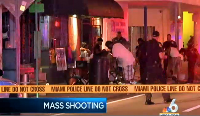 Screenshot of the scene at a Miami nightclub after the gunfire violence