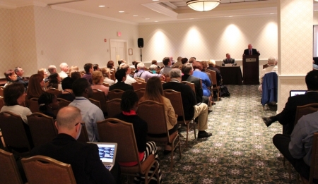 Attendees of the Values Voters Summit listen to the remarks of a panel event titled "The Future of Marriage: To The Supreme Court and Beyond", held at the Congressional Room of the Omni Shoreham Hotel in Washington, DC on Saturday, September 27, 2014.