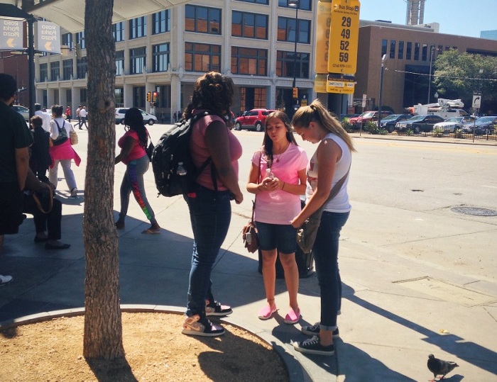 SWAT (Students With a Testimony) came to the Dallas area several days prior to Harvest America to pass out invitations and lead people to a relationship with Jesus, Oct. 5, 2014.