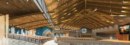 An artist's rendering of the new sanctuary for Calvary Church of Grand Rapids, Michigan. On Sunday, October 5, 2014, the congregation of the megachurch approved a million expansion to their facilities.