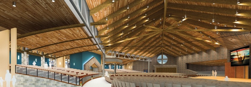 An artist's rendering of the new sanctuary for Calvary Church of Grand Rapids, Michigan. On Sunday, October 5, 2014, the congregation of the megachurch approved a million expansion to their facilities.