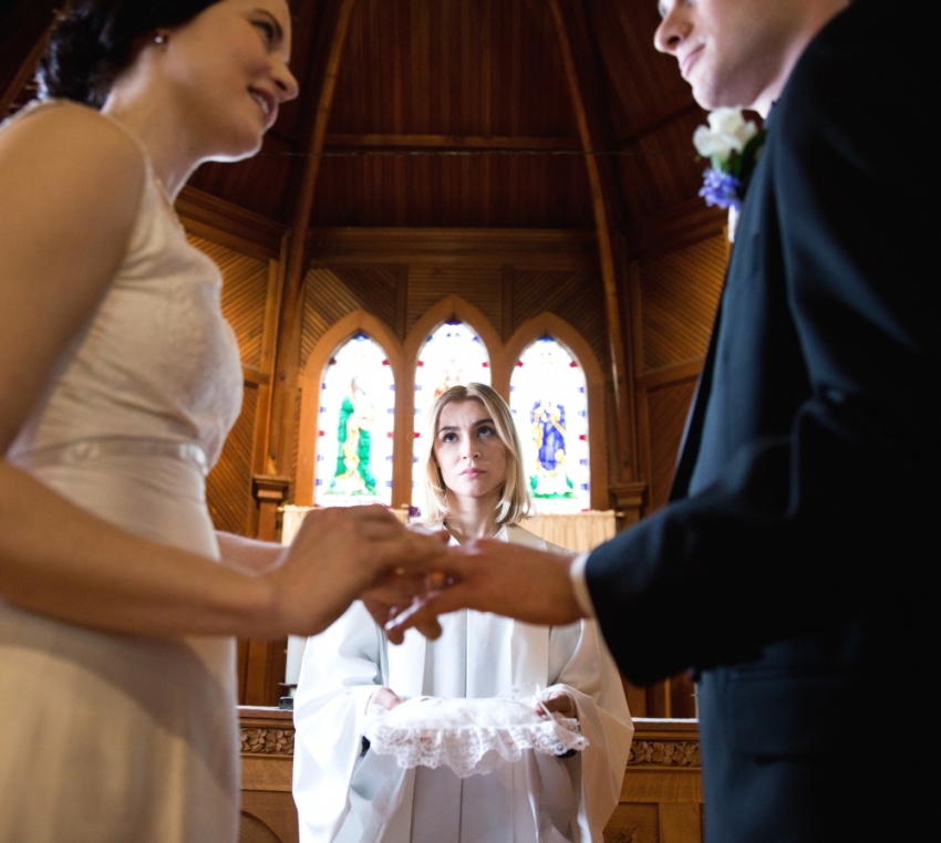 Samaire Armstrong as Reverend Casey Hart in "Heavenly Match."