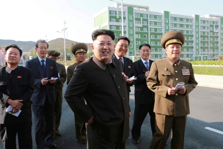 North Korean dictator Kim Jong Un gives field guidance at the newly built Wisong Scientists Residential District in this undated photo released by North Korea's Korean Central News Agency in Pyongyang, October 14, 2014. Kim, shown using a cane for support, re-appeared in state media on Tuesday after a lengthy public absence that had fueled speculation over his health and grip on power in the secretive, nuclear-capable country.