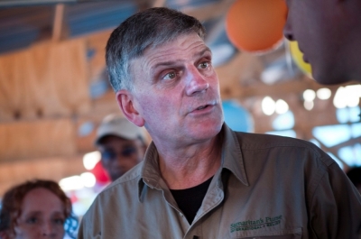 Franklin Graham, head of international relief organization Samaritan's Purse, visits one of the organization's cholera treatment centers in the Cite Soleil neighborhood of Port-au-Prince, January 8, 2011.