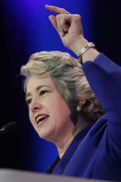 Houston Mayor Annise Parker speaks in Los Angeles, March 8, 2014.