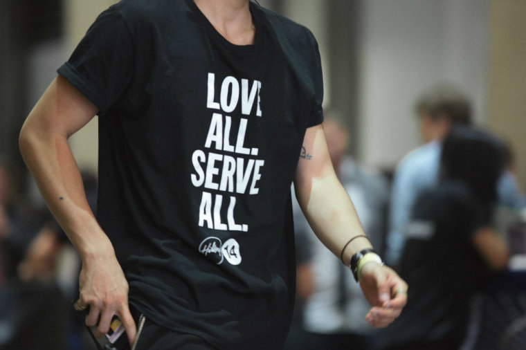 A volunteer is seen during the Hillsong Conference held Oct. 16-18, 2014, at The Theater at Madison Square Garden in New York City.