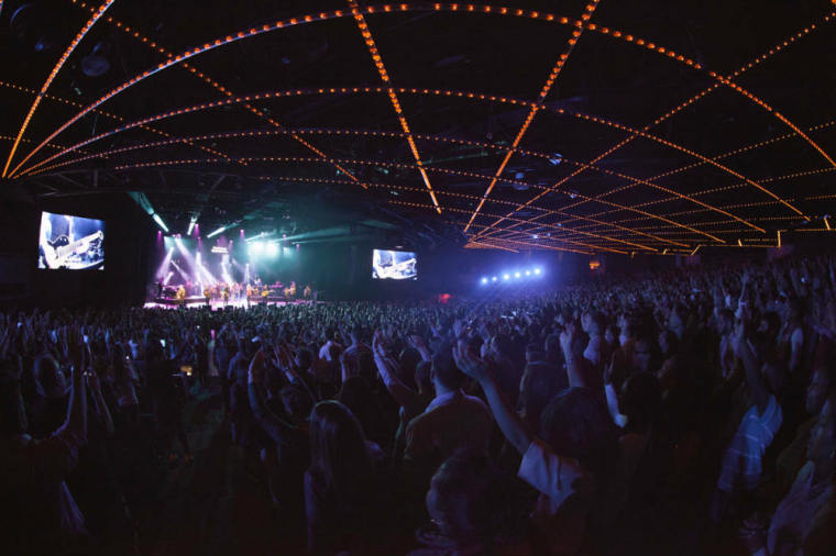 Attendees worship during the Hillsong Conference held Oct. 16-18, 2014, at The Theater at Madison Square Garden.