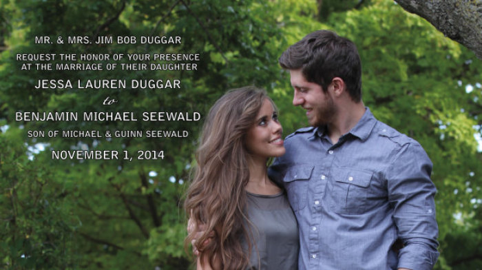 Jessa Duggar and Ben Seewald's wedding invitation.