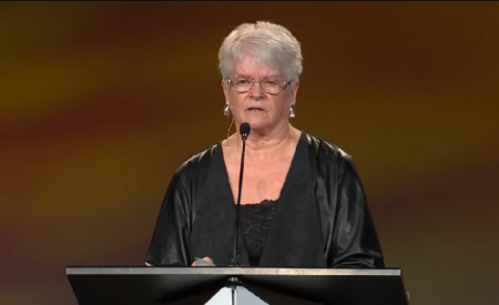 Barronelle Stutzman, who is a florist in the state of Washington embroiled in a legal battle over her not wanting to make a flower arrangement for a gay wedding, received a standing ovation at the ERLC 2014 conference on Monday. "I cannot leave my relationship at the door of the church. Christ is my life," she told the over-capacity crowd in Nashville, Oct. 27, 2014.