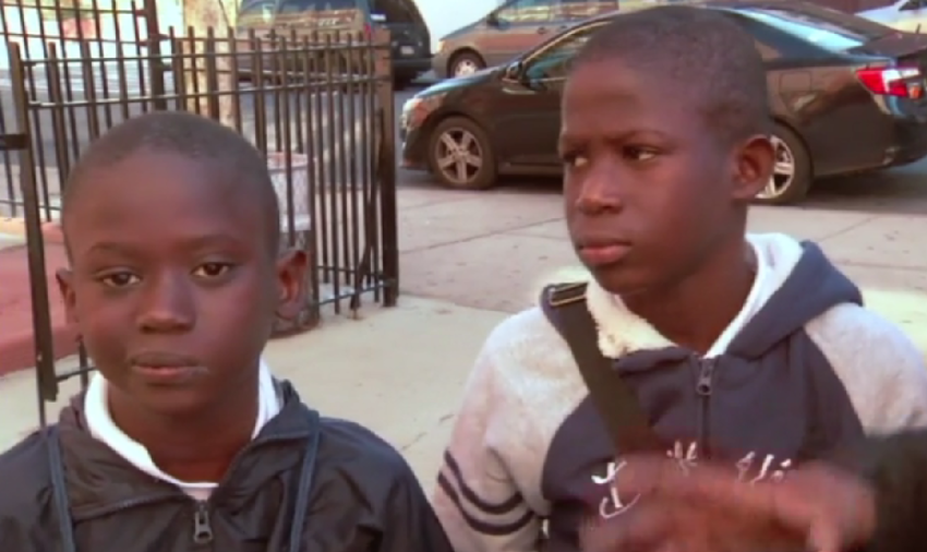 Amadou, 13, (r) and Pape Drame, 11 (l) were taunted with the word "Ebola" then beaten at I.S. 318 in Bronx, Tremont in New York City last Friday October 24, 2014.