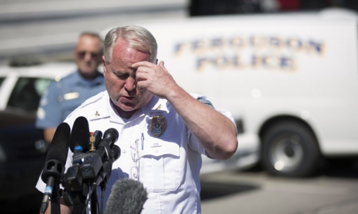 Ferguson Police Chief Thomas Jackson speaks during a news conference at police headquarters in Ferguson, Mo., on Aug. 13.