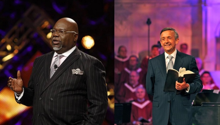Bishop T.D. Jakes of The Potter's House (l) and Robert Jeffress of First Baptist Church, Dallas, Texas (r).
