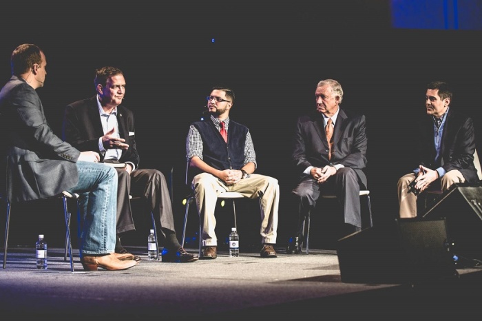 A panel discussing 'The State of Marriage in American Culture: Divorce, Cohabitation, Same-Sex Marriage, and Other Trends' was one of many during the ERLC's three-day conference held in Nashville. Seen in photo above (L to R) are Phillip Bethancourt, Albert Mohler, D.A. Horton, Robert Sloan and Russell Moore, October 27-29.